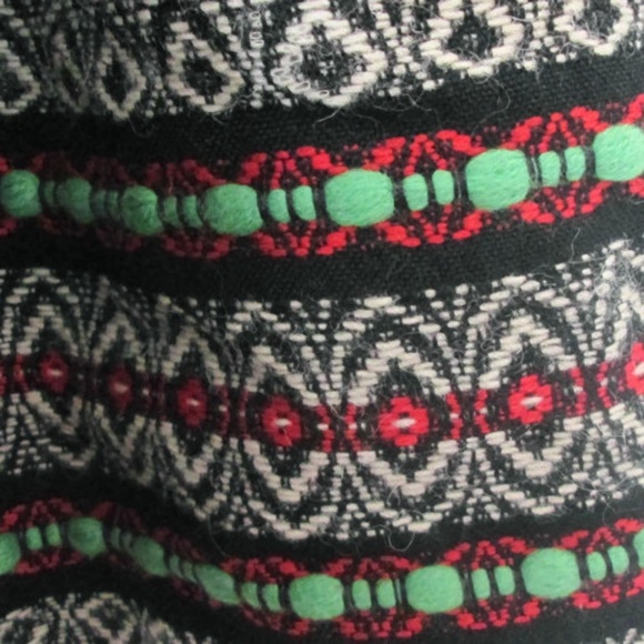 1950s vintage black green red skirt size small 4 6 - Picture 2 of 3